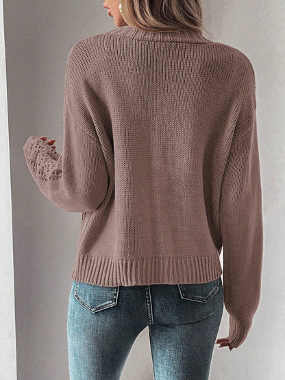 Stickad Kofta med Spetsmönster