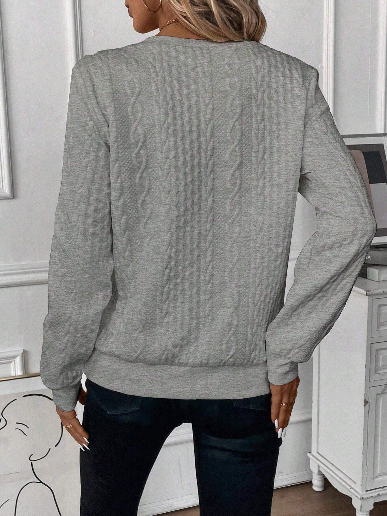 Stickad Grå Tröja med Dragkedja